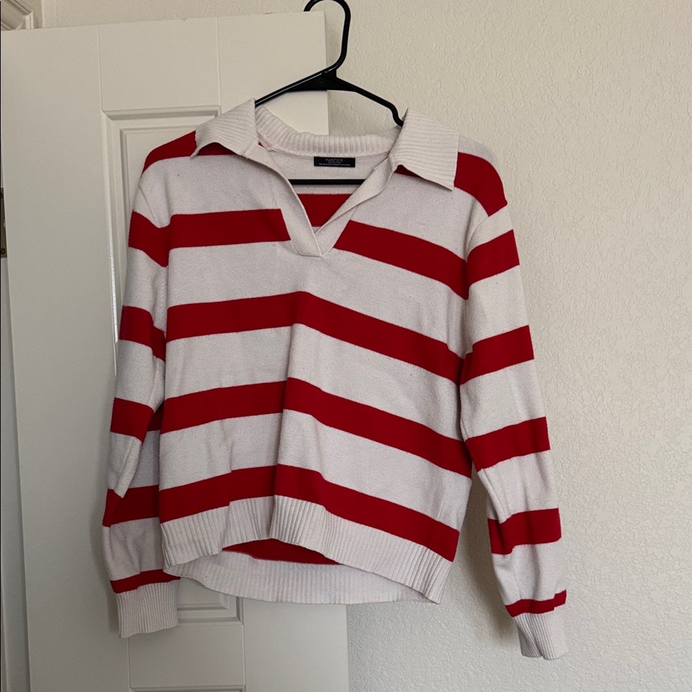 Red and White Striped Sweater